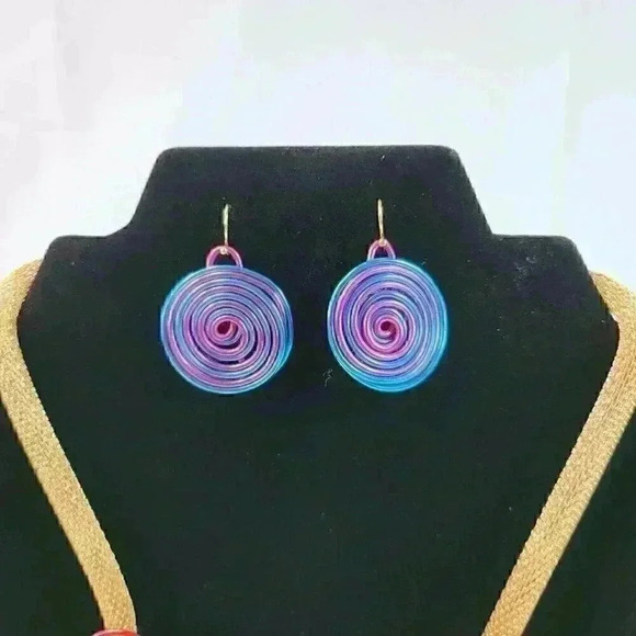 Handmade adjustable necklace and earring set in art wire Multicolor - Picture 11 of 12